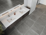 Laviva 313LGN-72DCR-MW Legno 72" Carbon Oak double vanity with Matte White solid surface top, top and sink from above