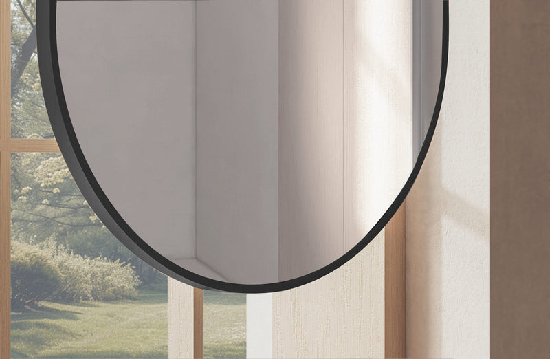 Laviva 313MFCPL-2440MB Hanging Pill 24" x 40" Matte Black mirror, frame bottom close-up