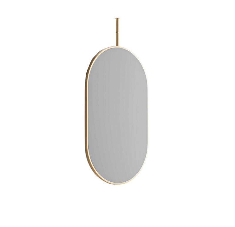Laviva 313MFCPL-2440SB Hanging Pill 24" x 40" Satin Brass mirror, front view on a white background
