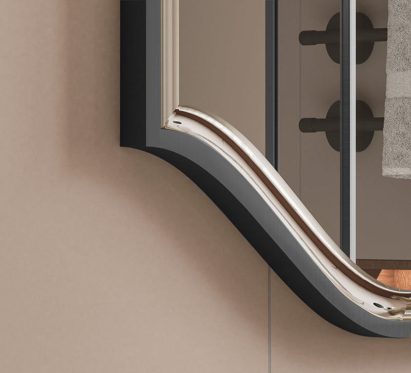 Laviva 313MFGAT-2436MB Gatsby 24" x 36" Matte Black mirror, beveled frame corner close-up