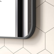 Laviva 313MFLAT-2436MB Latitude 24" x 36" Matte Black mirror, frame corner close-up