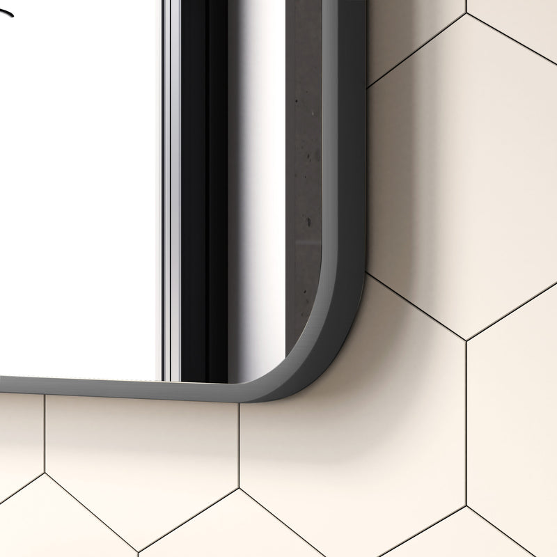 Laviva 313MFLAT-6036MB Latitude 60" x 36" Matte Black mirror, frame corner close-up