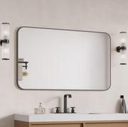 Laviva 313MFLAT-6036MB Latitude 60" x 36" Matte Black mirror, installed above a vanity