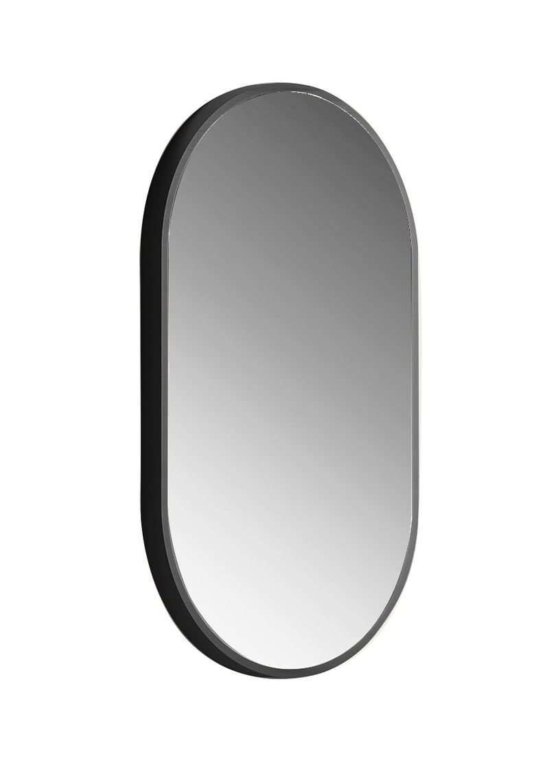 Laviva 313MFPIL-1832MB Pill 18" x 32" Matte Black mirror, angled view on a white background