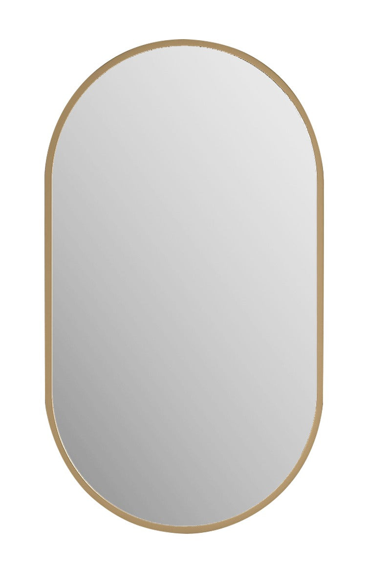 Laviva 313MFPIL-1832SB Pill 18" x 32" Satin Brass mirror, front view on a white background