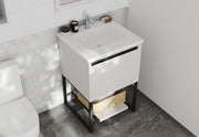 Laviva 313SMR-24W-MW Alto 24" White vanity with Matte White solid surface top, installed in a bathroom