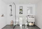 Laviva 313SMR-24W-MW Alto 24" White vanity with Matte White solid surface top, wide room view in a bathroom