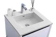 Laviva 313SMR-24W-MW Alto 24" White vanity with Matte White solid surface top, countertop and sink close-up