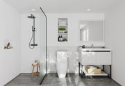 Laviva 313SMR-36W-MW Alto 36" White vanity with Matte White solid surface top, wide room view in a bathroom