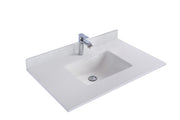 Laviva 313SQ1H-36-WQ Forever 36" White quartz countertop, angled view on a white background
