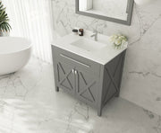 Laviva 313SQ1H-36-WQ Forever 36" White quartz countertop, installed on a vanity cabinet in a bathroom
