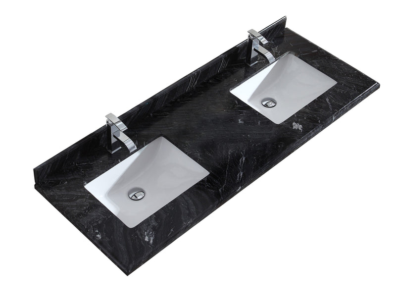 Laviva 313SQ1H-60-BW Forever 60" Black Wood marble countertop, angled view on a white background