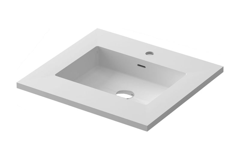 Laviva 313SQ1HSS-24-MW Forever 24" Matte White solid surface countertop, angled view on a white background