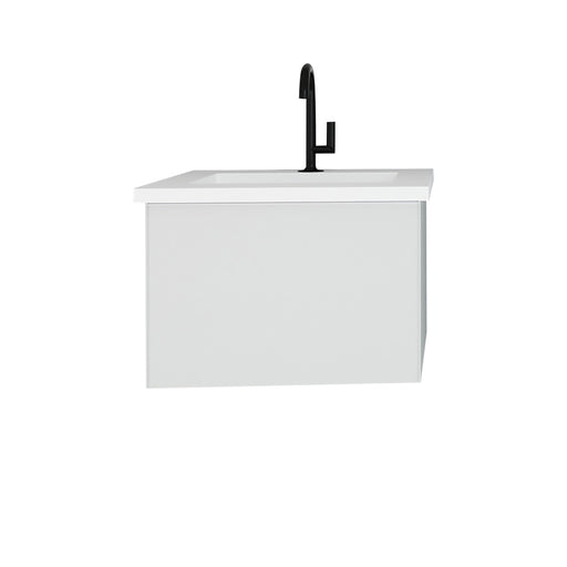 Laviva 313VTR-24CW-MW Vitri 24" Cloud White vanity with Matte White solid surface top, front view on a white background