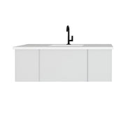 Laviva 313VTR-48CW-MW Vitri 48" Cloud White vanity with Matte White solid surface top, front view on a white background