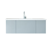 Laviva 313VTR-48FG-MW Vitri 48" Fossil Grey vanity with Matte White solid surface top, front view on a white background