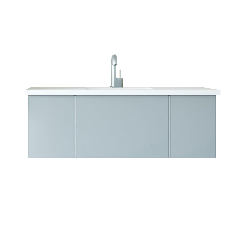 Laviva 313VTR-48FG-MW Vitri 48" Fossil Grey vanity with Matte White solid surface top, front view on a white background