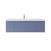 Laviva 313VTR-54NB-MW Vitri 54" Nautical Blue vanity with Matte White solid surface top, front view on a white background
