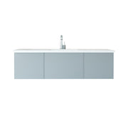 Laviva 313VTR-60CFG-MW Vitri 60" Fossil Grey vanity with Matte White solid surface top, front view on a white background