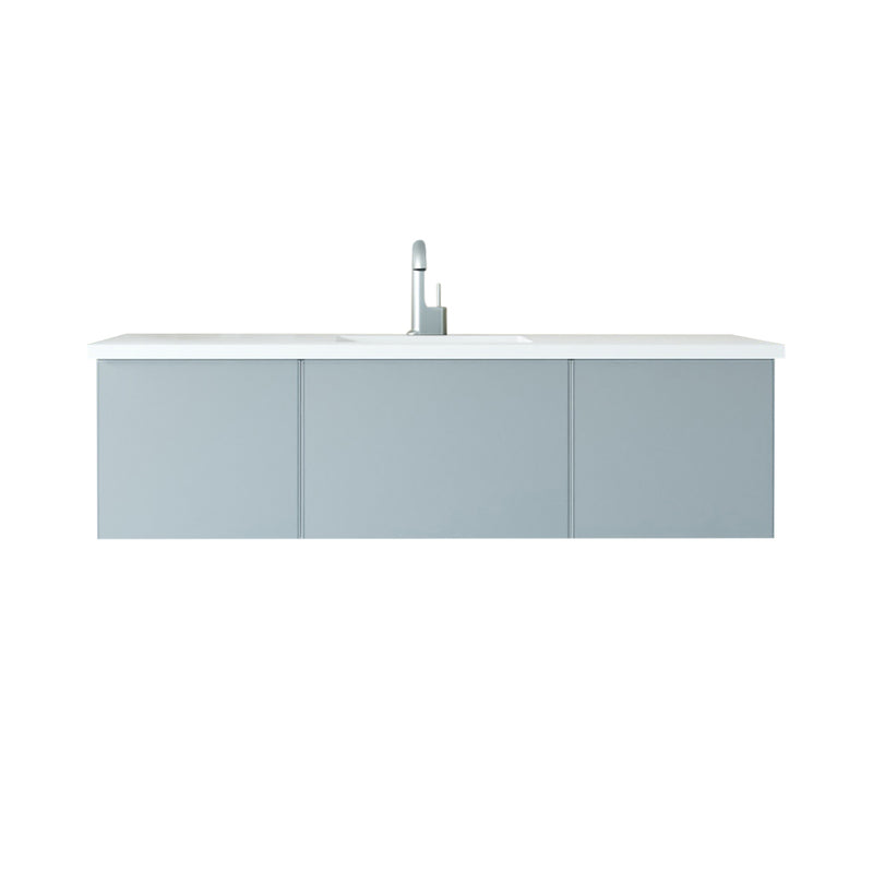 Laviva 313VTR-60CFG-MW Vitri 60" Fossil Grey vanity with Matte White solid surface top, front view on a white background