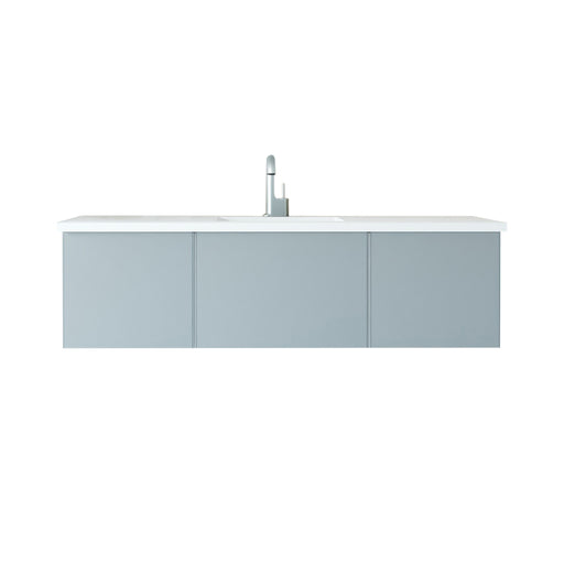 Laviva 313VTR-60CFG-MW Vitri 60" Fossil Grey vanity with Matte White solid surface top, front view on a white background