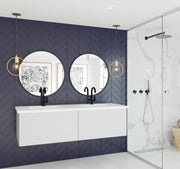 Laviva 313VTR-60DCW-MW Vitri 60" Cloud White double vanity with Matte White solid surface top, installed in a bathroom