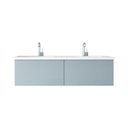 Laviva 313VTR-60DFG-MW Vitri 60" Fossil Grey double vanity with Matte White solid surface top, front view on a white