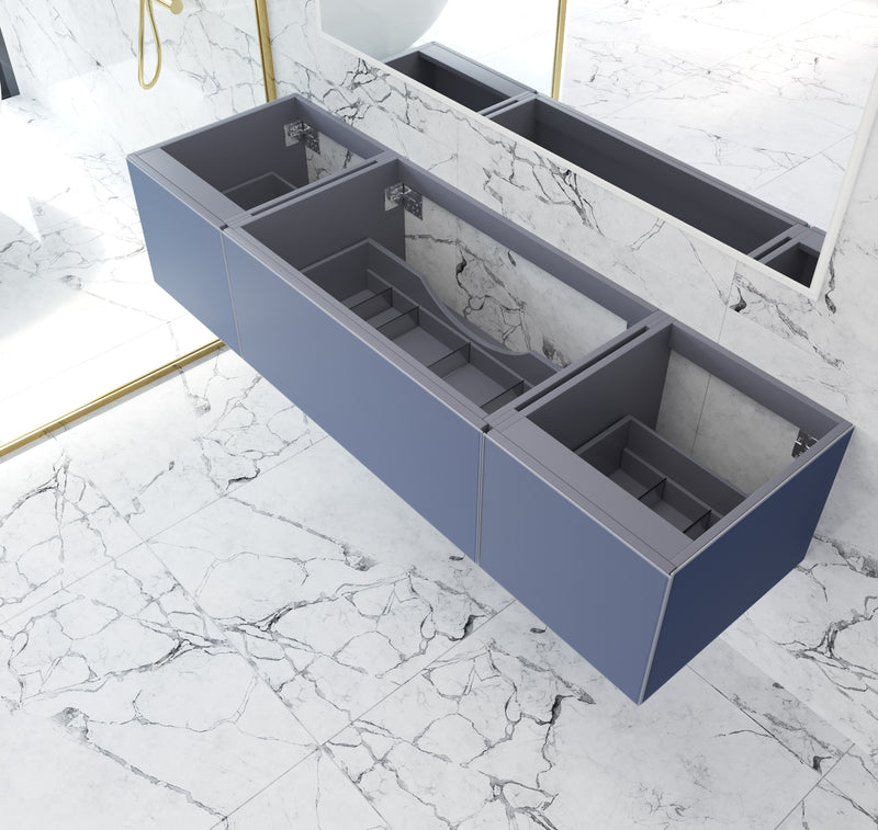 Laviva 313VTR-72CNB Vitri 72" Nautical Blue vanity cabinet, installed in a bathroom