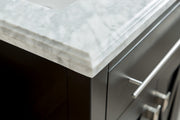 Laviva 313YG319-24B-WC Wimbledon 24" Brown vanity with White Carrara marble top, countertop edge close-up