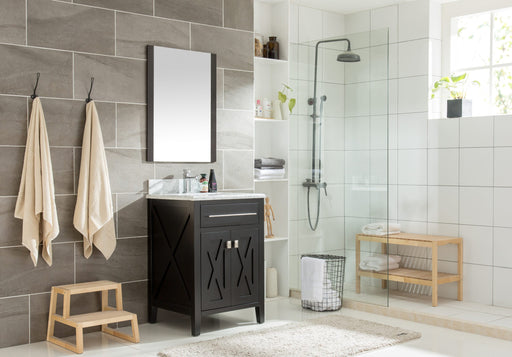 Laviva 313YG319-24B-WC Wimbledon 24" Brown vanity with White Carrara marble top, wide room view in a bathroom