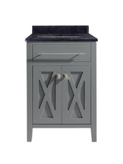 Laviva 313YG319-24G-BW Wimbledon 24" Grey vanity with Black Wood marble top, front view on a white background