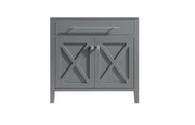 Laviva 313YG319-36G Wimbledon 36" Grey vanity cabinet, front view on a white background