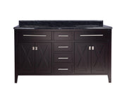 Laviva 313YG319-60B-BW Wimbledon 60" Brown double vanity with Black Wood marble top, front view on a white background