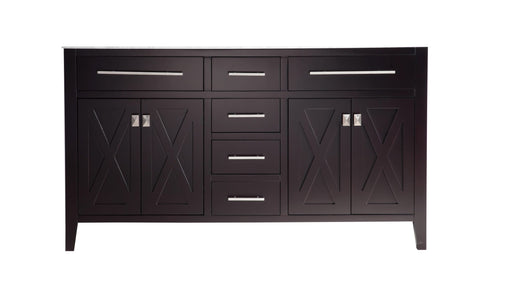 Laviva 313YG319-60B Wimbledon 60" Brown vanity cabinet, front view on a white background