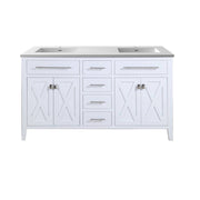 Laviva 313YG319-60W-MW Wimbledon 60" White double vanity with Matte White solid surface top, front view on a white background
