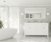 Laviva 313YG319-60W-MW Wimbledon 60" White double vanity with Matte White solid surface top, installed in a bathroom