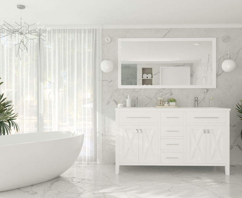 Laviva 313YG319-60W-MW Wimbledon 60" White double vanity with Matte White solid surface top, installed in a bathroom