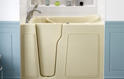 MediTub 2646LBA walk-in tub in biscuit, front view with the door closed