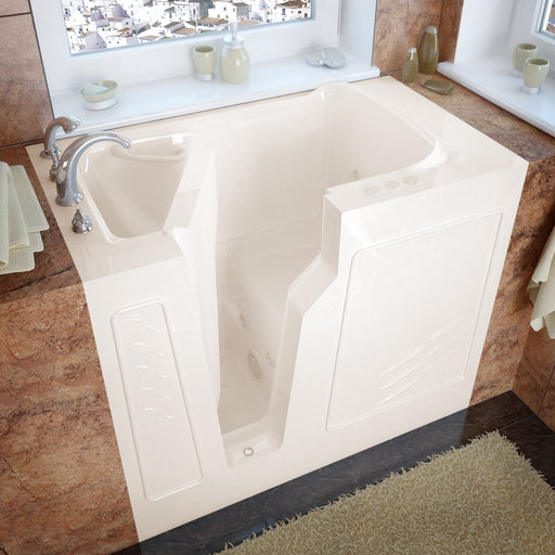MediTub 2646LBH biscuit walk-in tub with left drain, installed three-quarter view