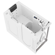 MediTub 2753FLWR walk-in tub in white, three-quarter product view, right door and drain
