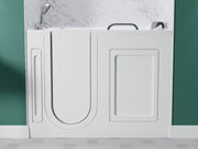 MediTub 2753WILWD walk-in tub in white, front view in a bathroom, door closed
