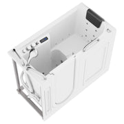 MediTub 2753WILWD walk-in tub in white, three-quarter product view, left door and drain