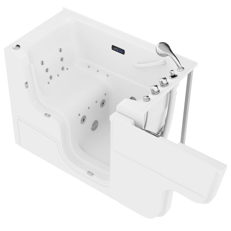 MediTub 2953WCRWD wheelchair accessible walk-in tub in white, product view with the wheelchair door open, right side