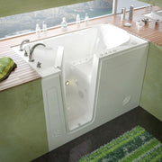 MediTub 3054LWD white walk-in tub with left drain, installed three-quarter view
