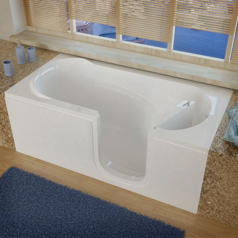 MediTub 3060SIRWS white walk-in tub with right drain, installed three-quarter view