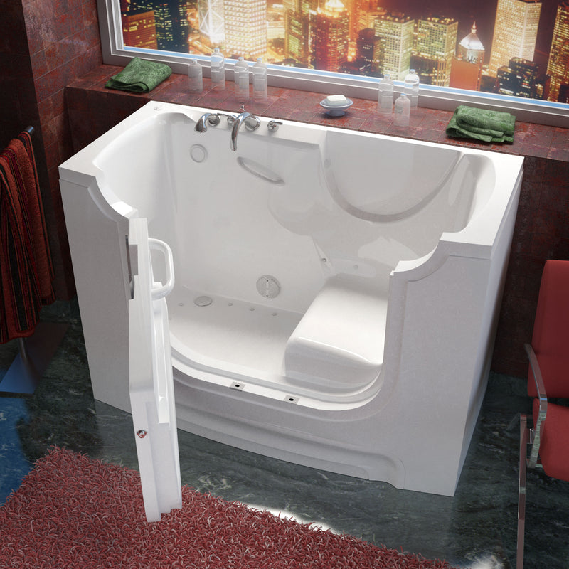 MediTub 3060WCALWA white walk-in tub with left drain, installed three-quarter view