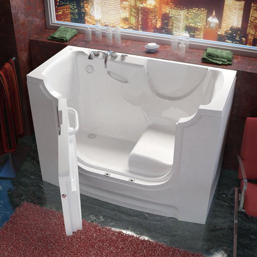 MediTub 3060WCALWS white walk-in tub with left drain, installed three-quarter view