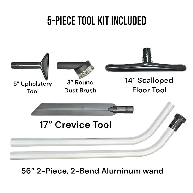 mercury ace 10 quart backpack vacuum 5 piece tool kit.
