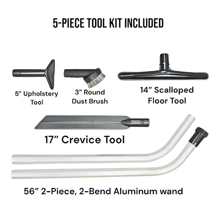 mercury ace 10 quart backpack vacuum 5 piece tool kit.