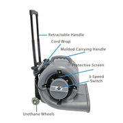 mercury high roller 0 5 hp 3 speed air mover with wheels and handle 90 2000wh features.